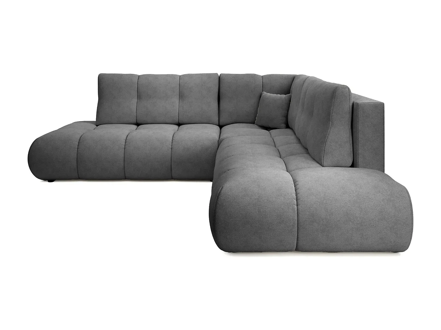 CONSTANCE L - Canapé d'angle convertible tissu chenille 4 places - Gris anthracite - Droit