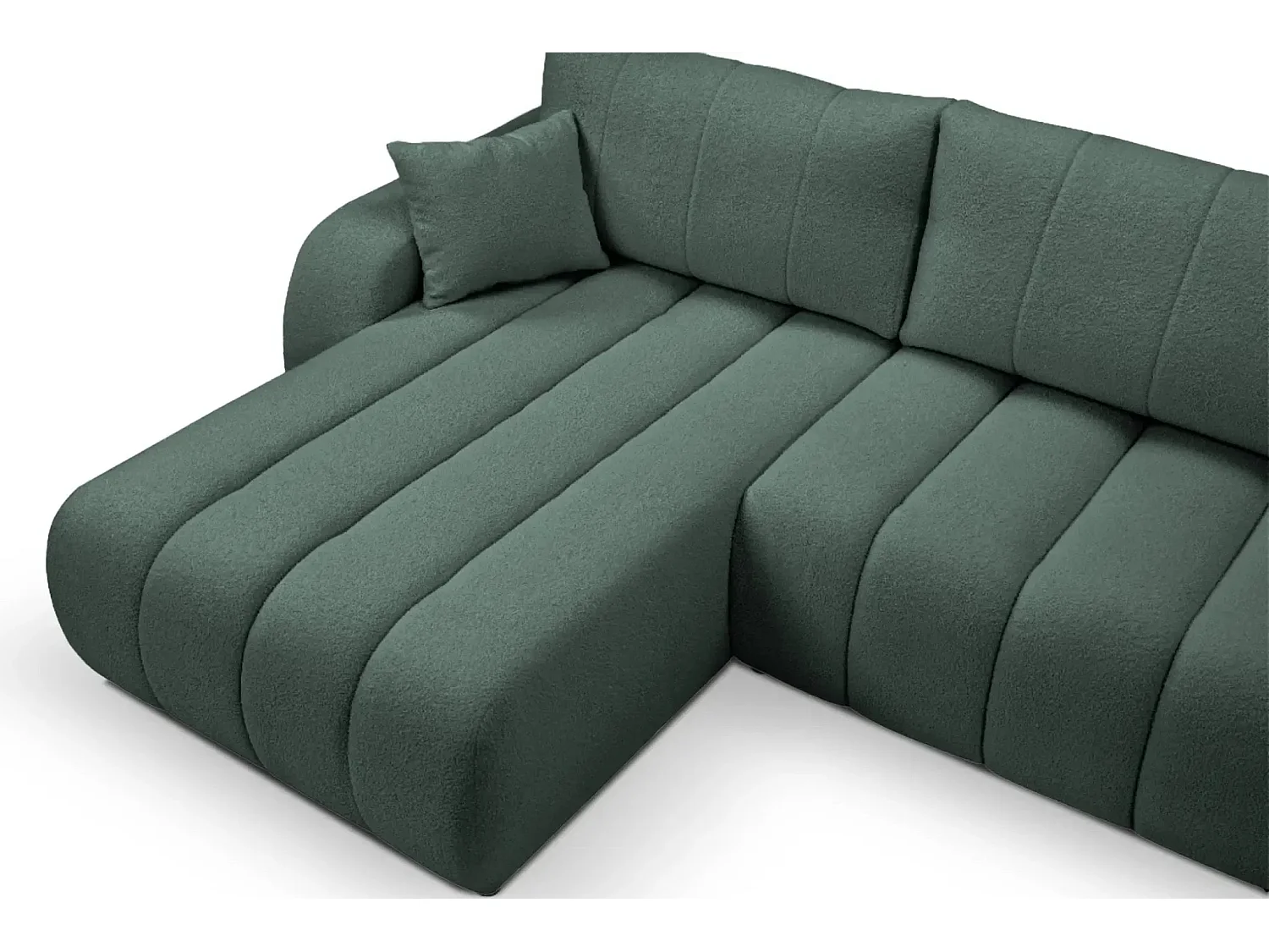 CELESTE - Canapé d'angle convertible tissu bouclette - Vert - Gauche