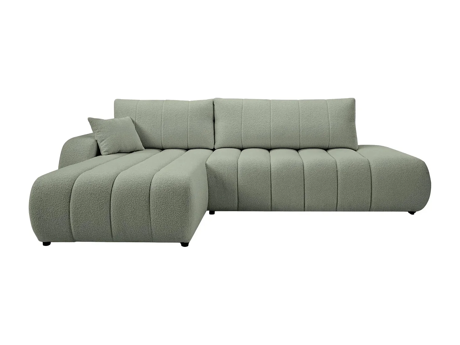CELESTE - Canapé d'angle convertible tissu bouclette 4 places - Vert - Gauche