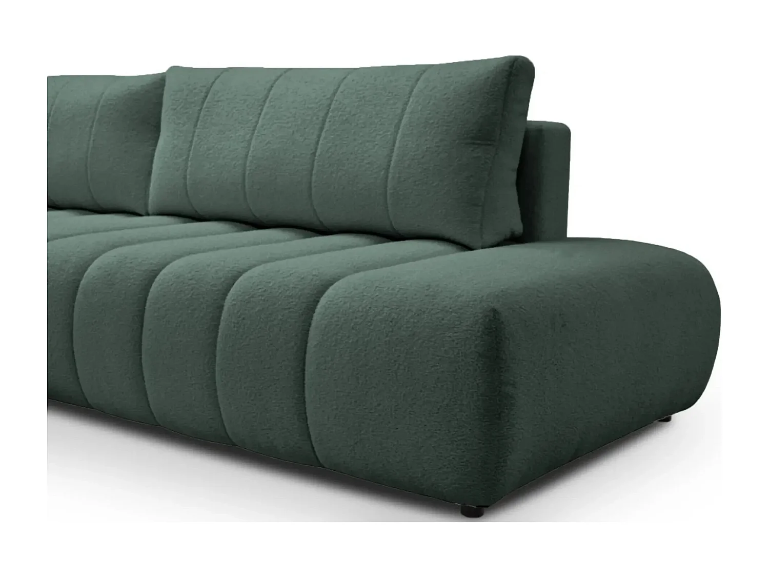 CELESTE - Canapé d'angle convertible tissu bouclette 4 places - Vert - Gauche