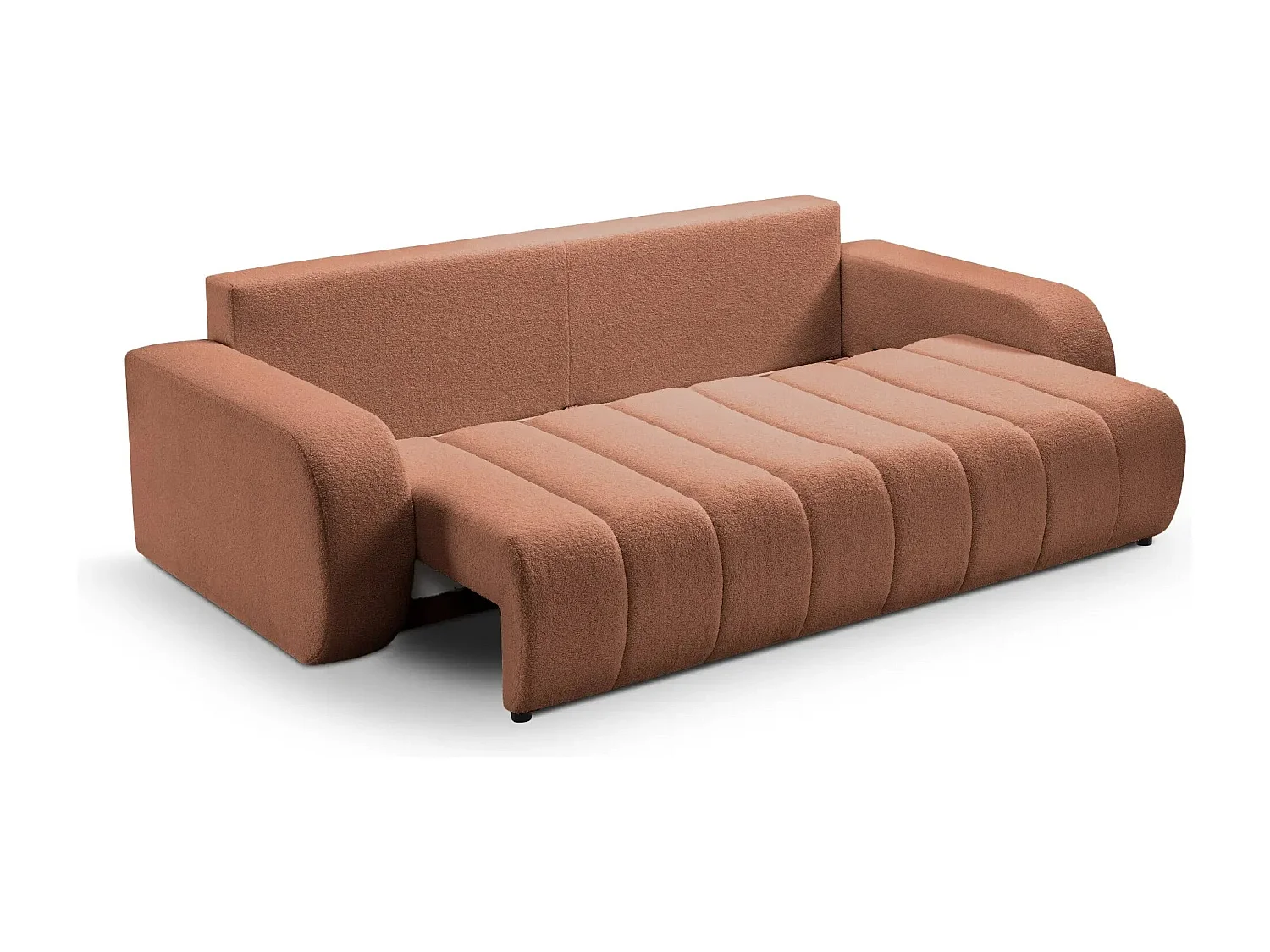CELESTE - Canapé droit convertible tissu bouclette - Terracotta