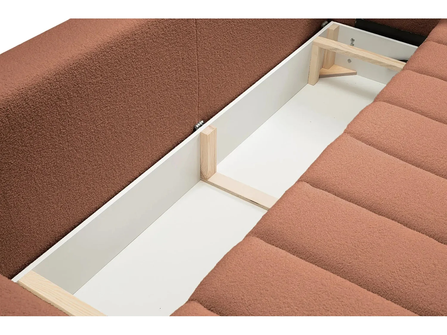 CELESTE - Canapé droit convertible tissu bouclette - Terracotta