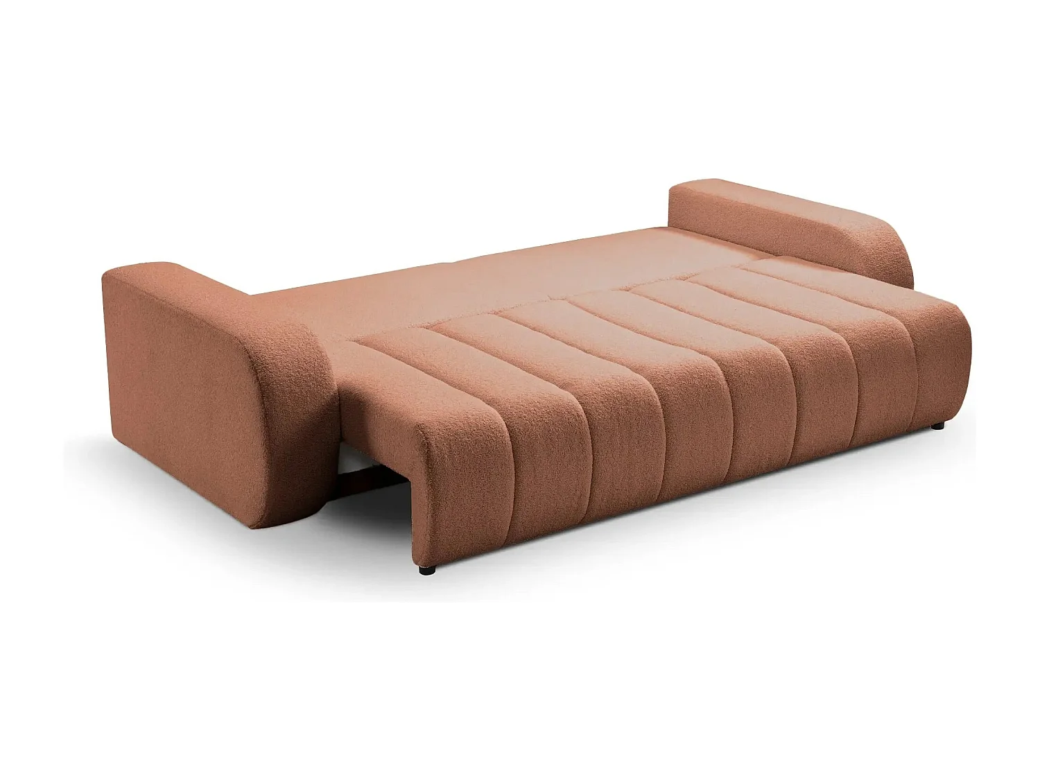 CELESTE - Canapé droit convertible tissu bouclette 3 places - Terracotta