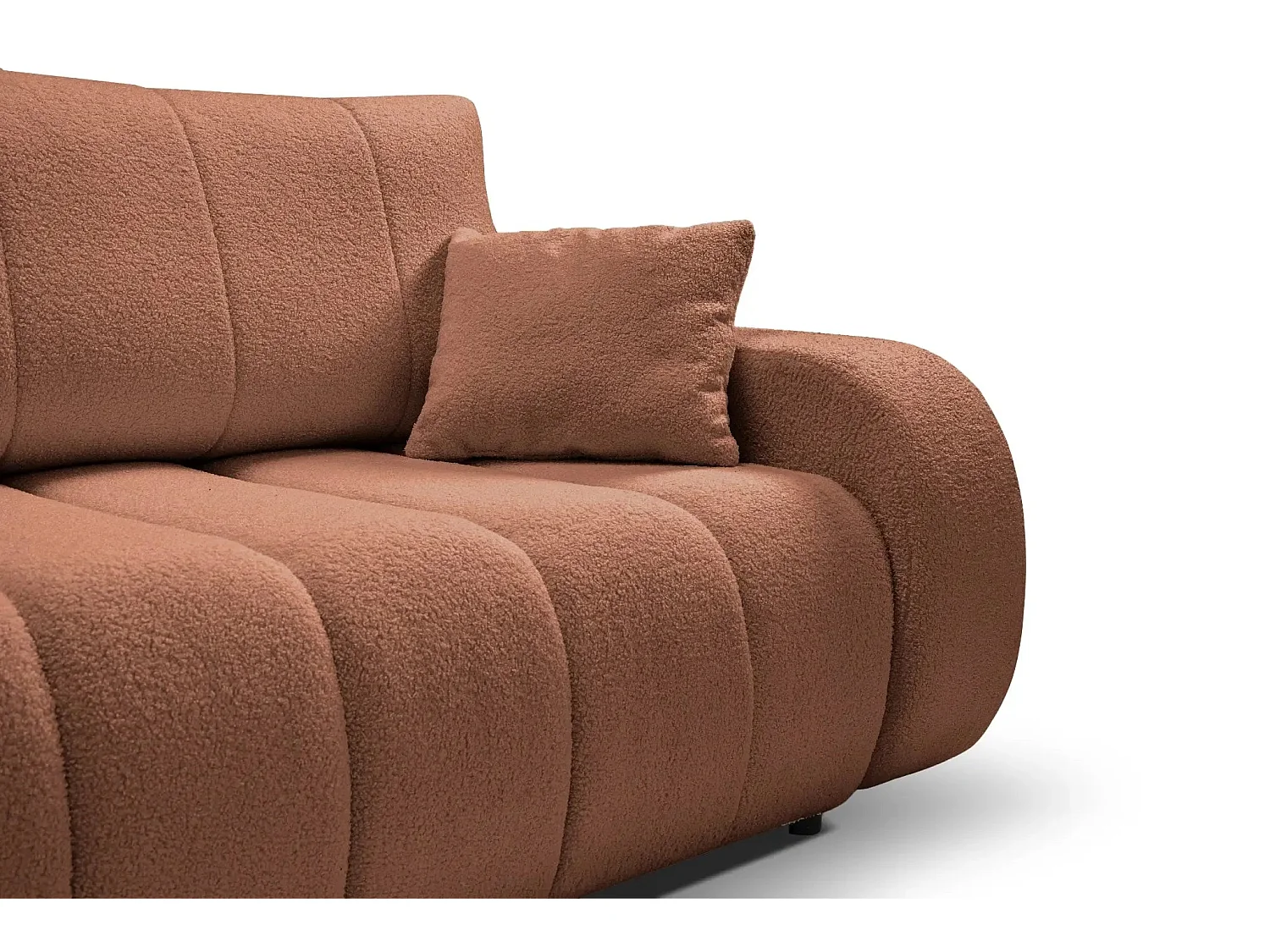 CELESTE - Canapé droit convertible tissu bouclette 3 places - Terracotta