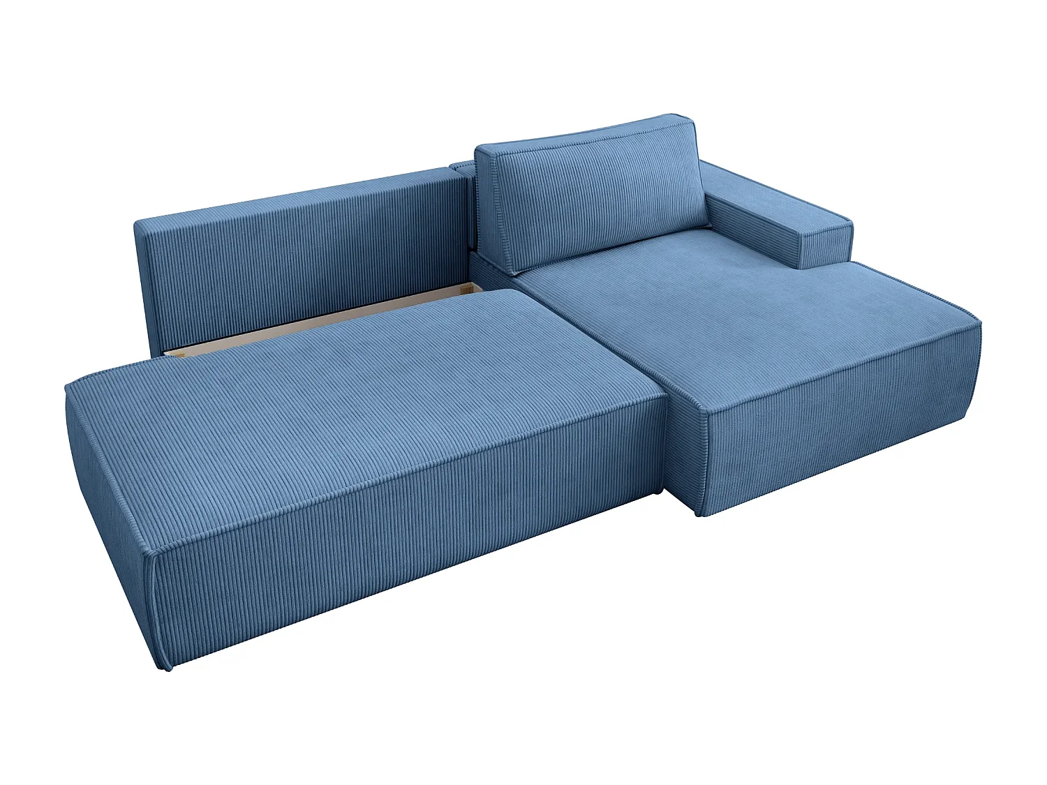 JADE - d'angle convertible velours côtelé - Bleu - Gauche