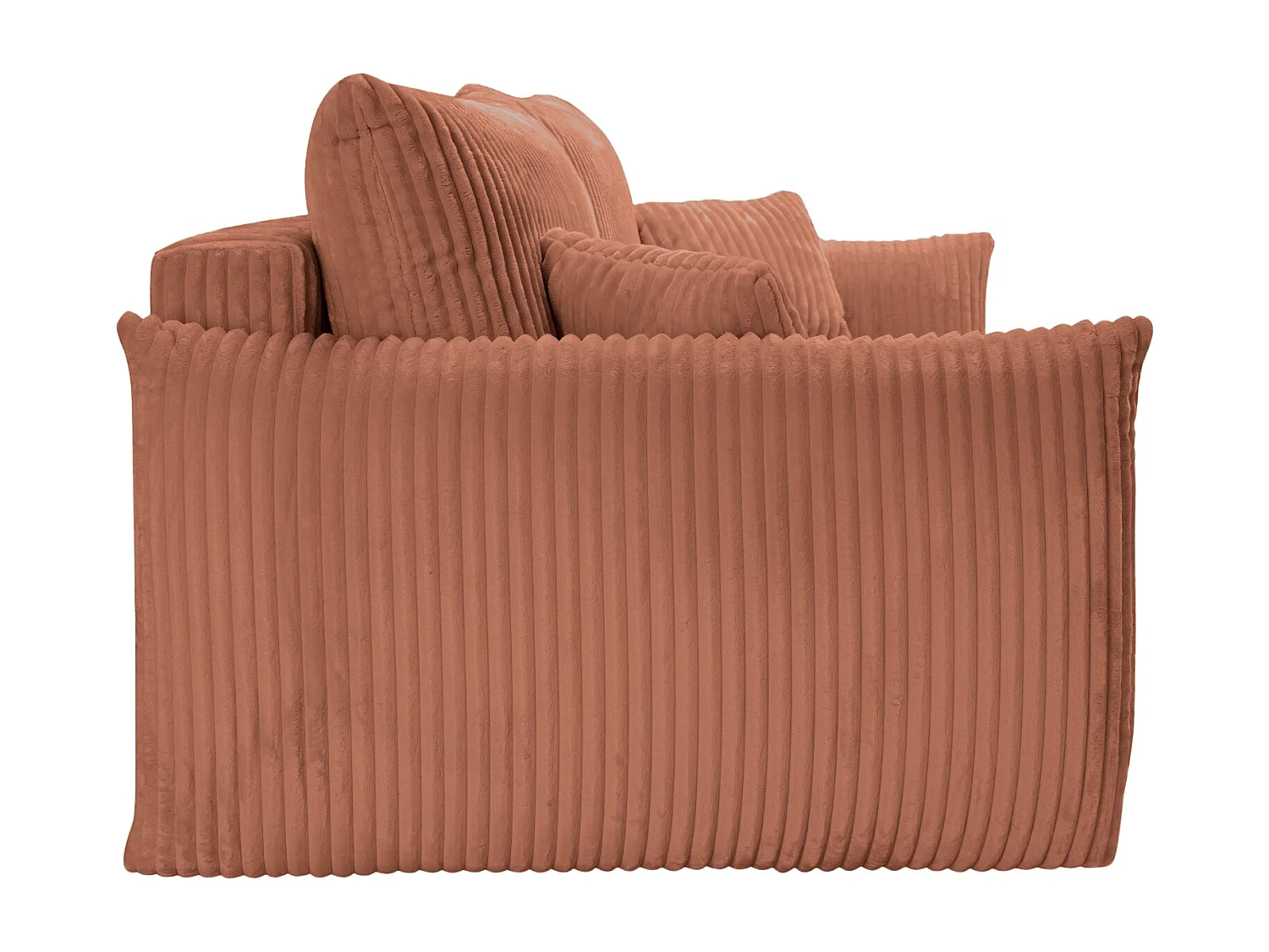 ELIO - Canapé droit convertible gros velours côtelé 3 places - Terracotta