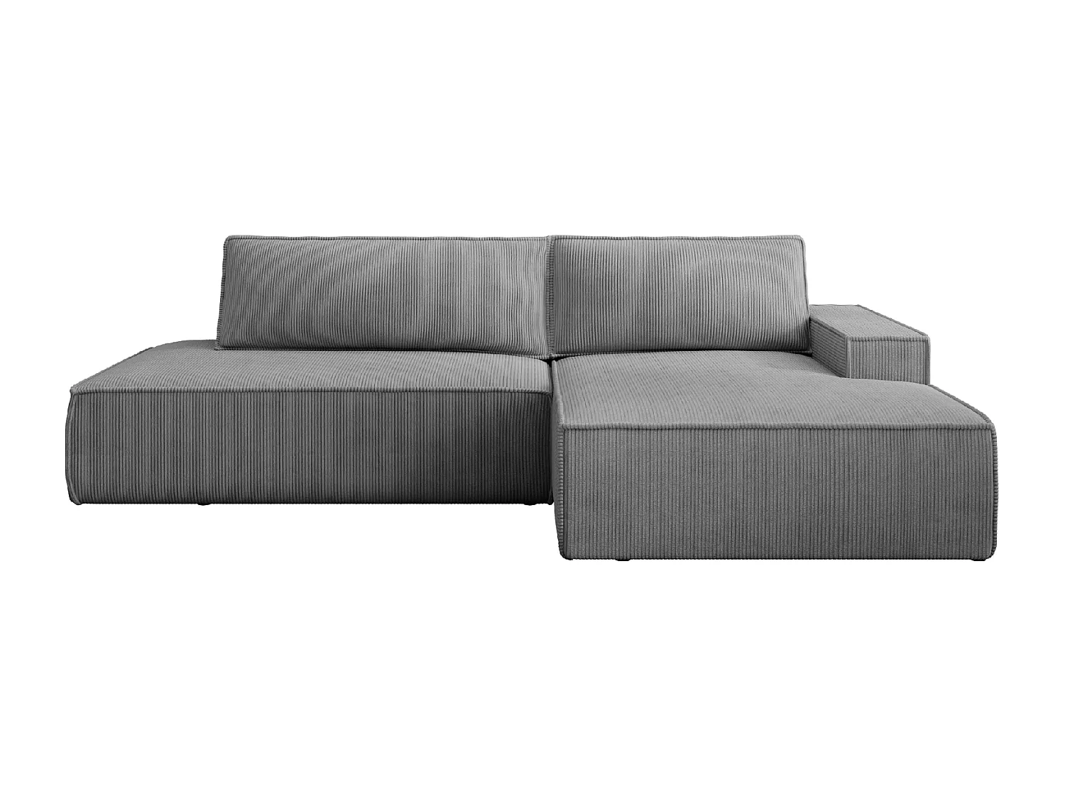 JADE - Canapé d'angle convertible velours côtelé - Gris foncé - Droit