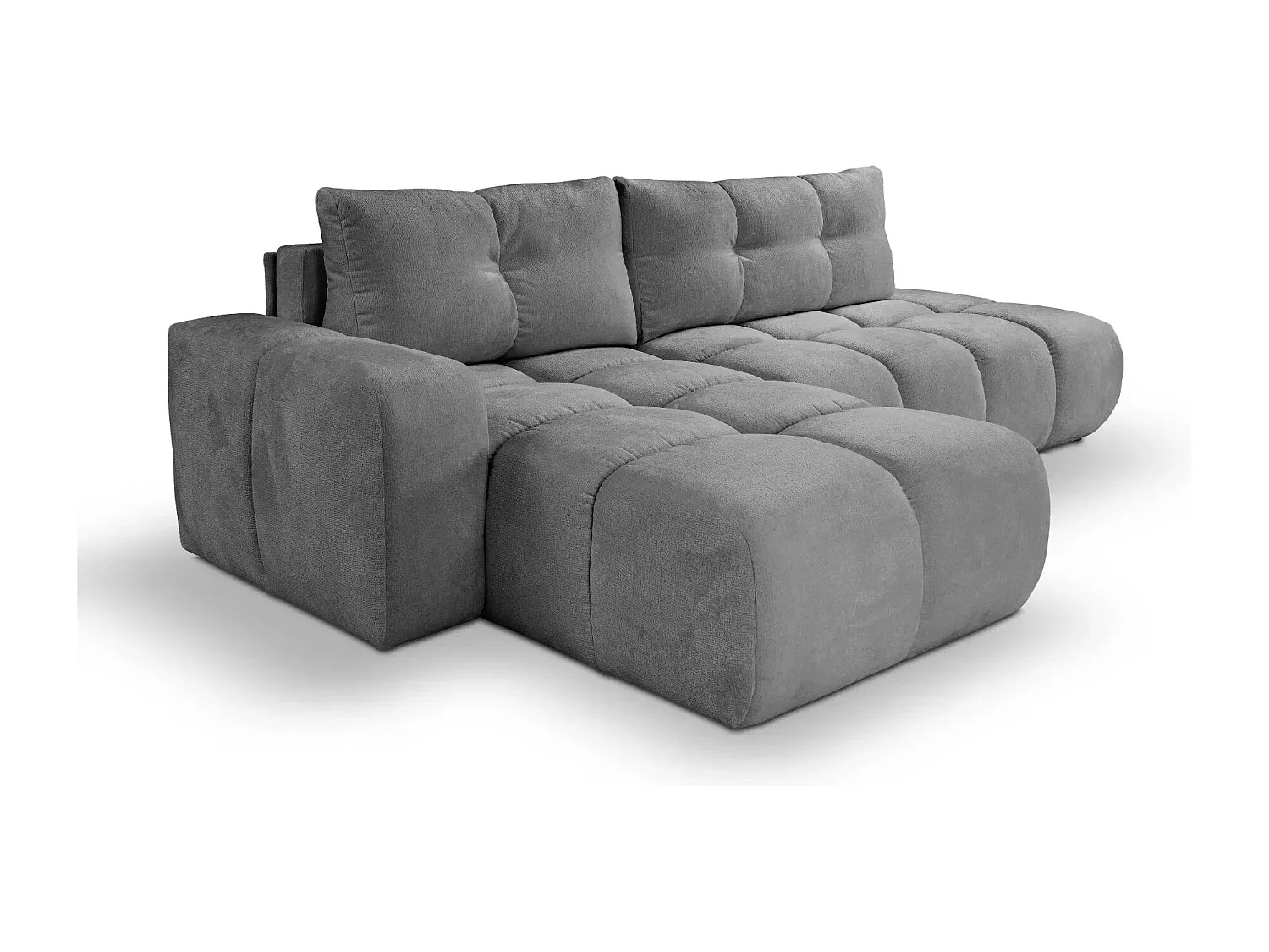 CONSTANCE - Canapé d'angle convertible tissu chenille 4 places - Gris anthracite - Droit