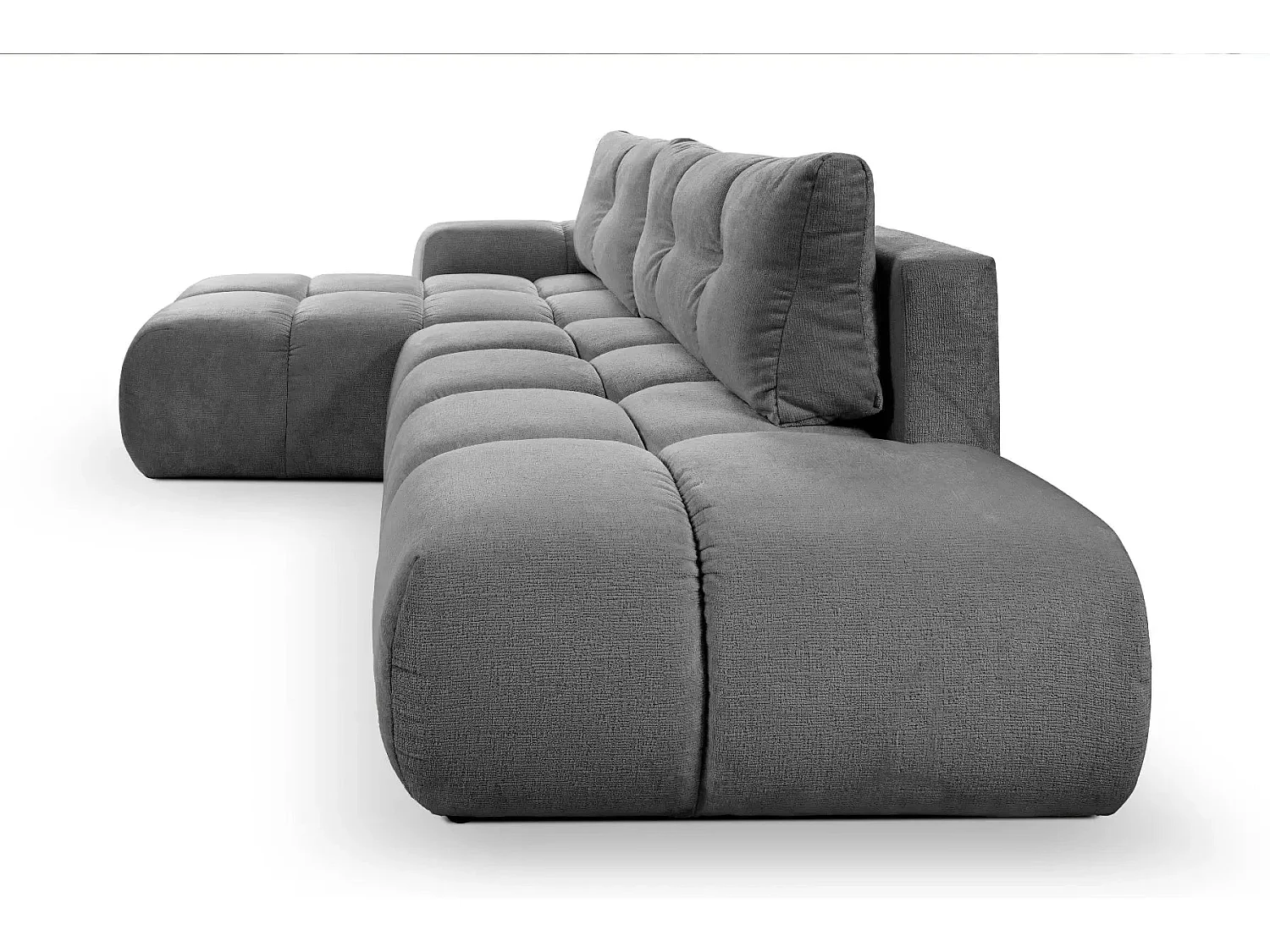 CONSTANCE - Canapé d'angle convertible tissu chenille 4 places - Gris anthracite - Droit