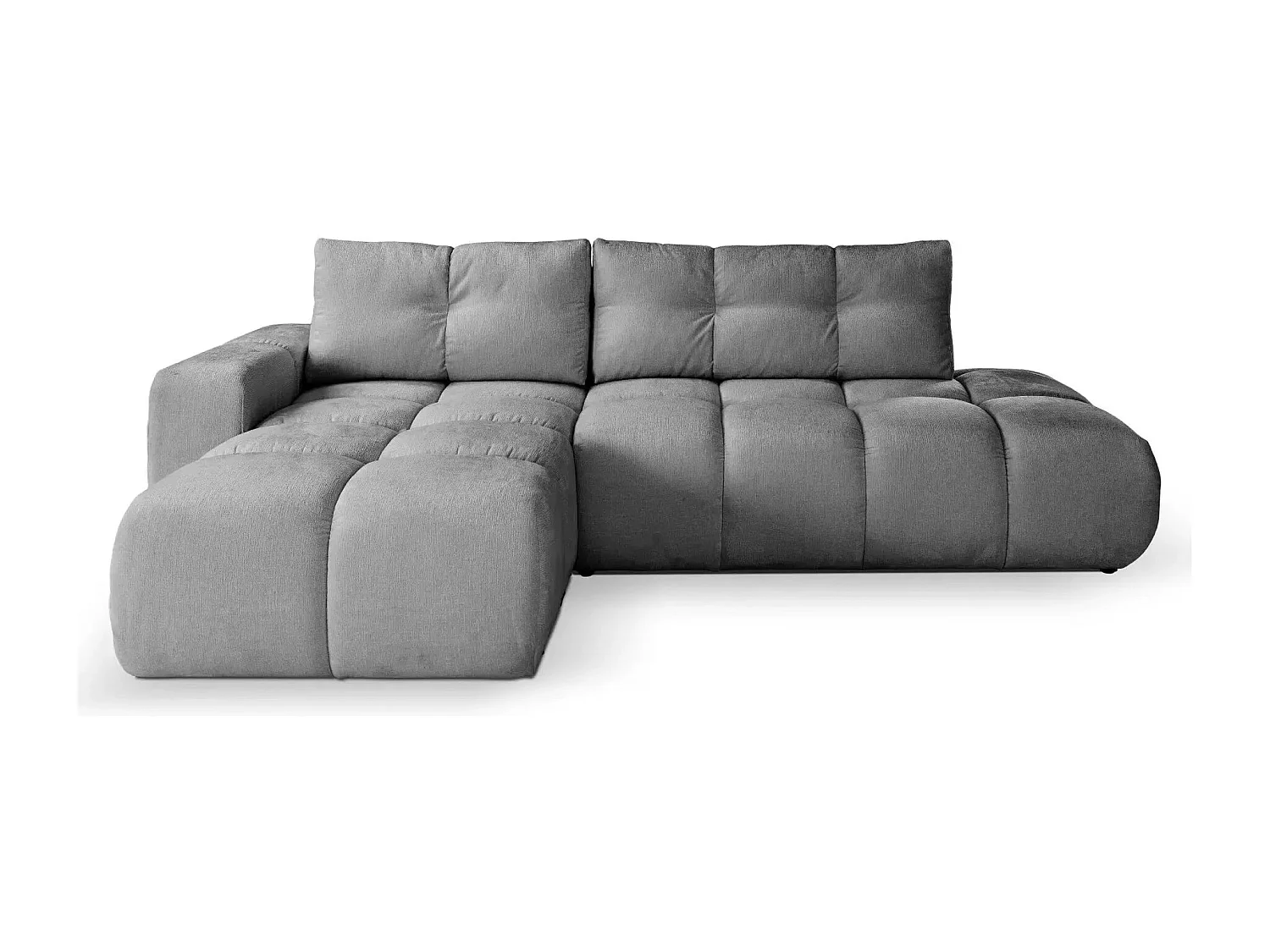 CONSTANCE - Canapé d'angle convertible tissu chenille 4 places - Gris anthracite - Droit