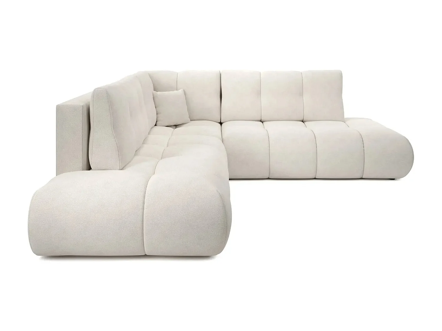 CONSTANCE L - Canapé d'angle convertible tissu chenille 4 places - Beige - Gauche