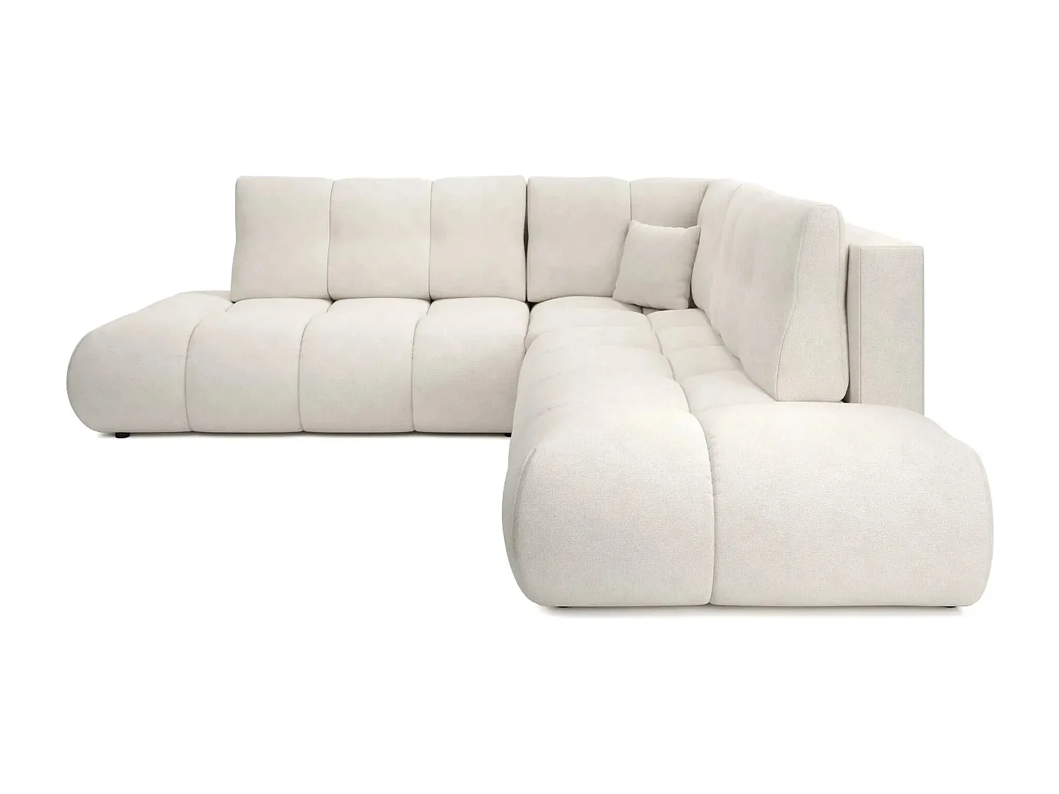 CONSTANCE L - Canapé d'angle convertible tissu chenille 4 places - Beige - Gauche