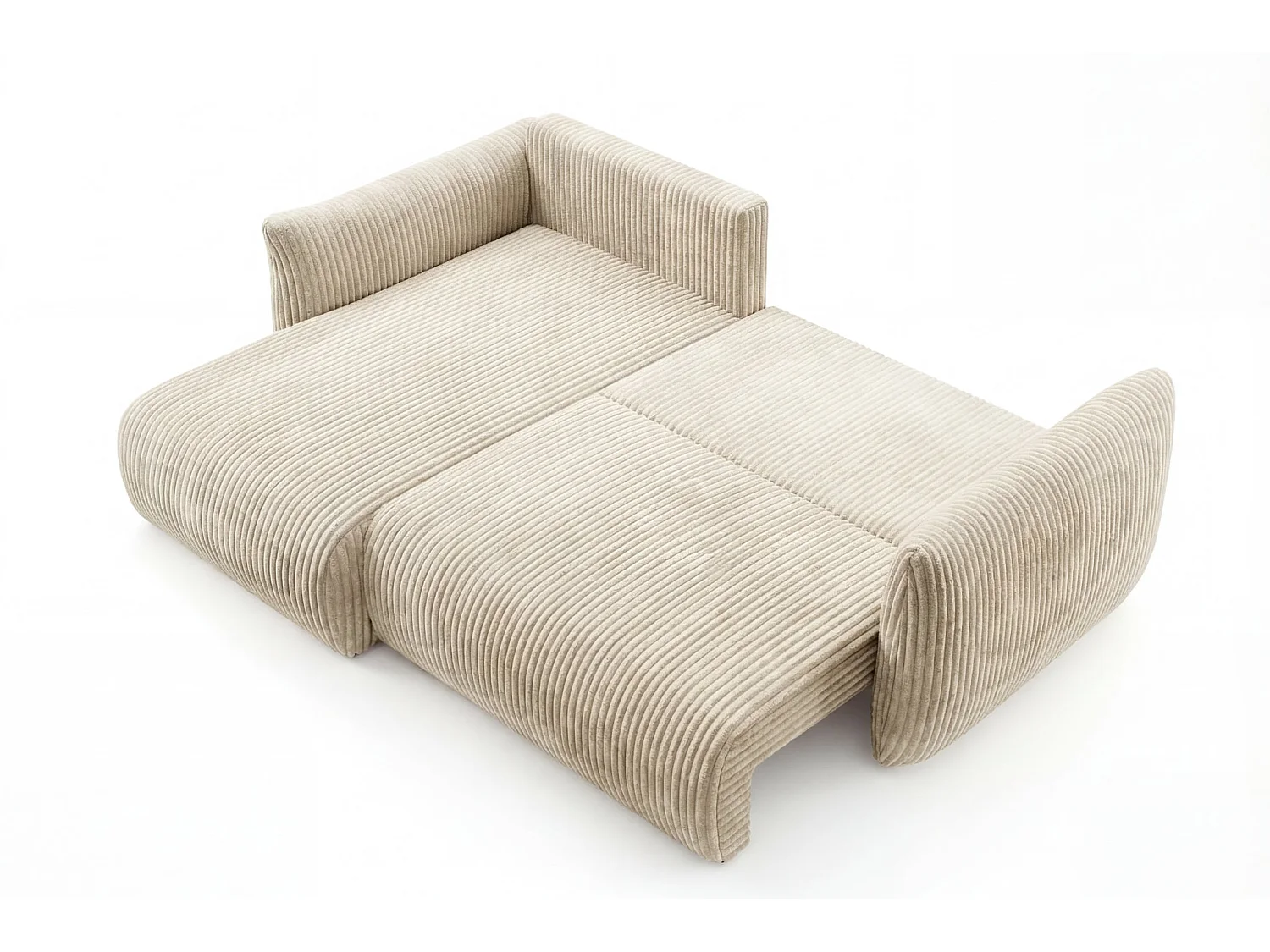 ELIO - Canapé d'angle convertible gros velours côtelé - Beige