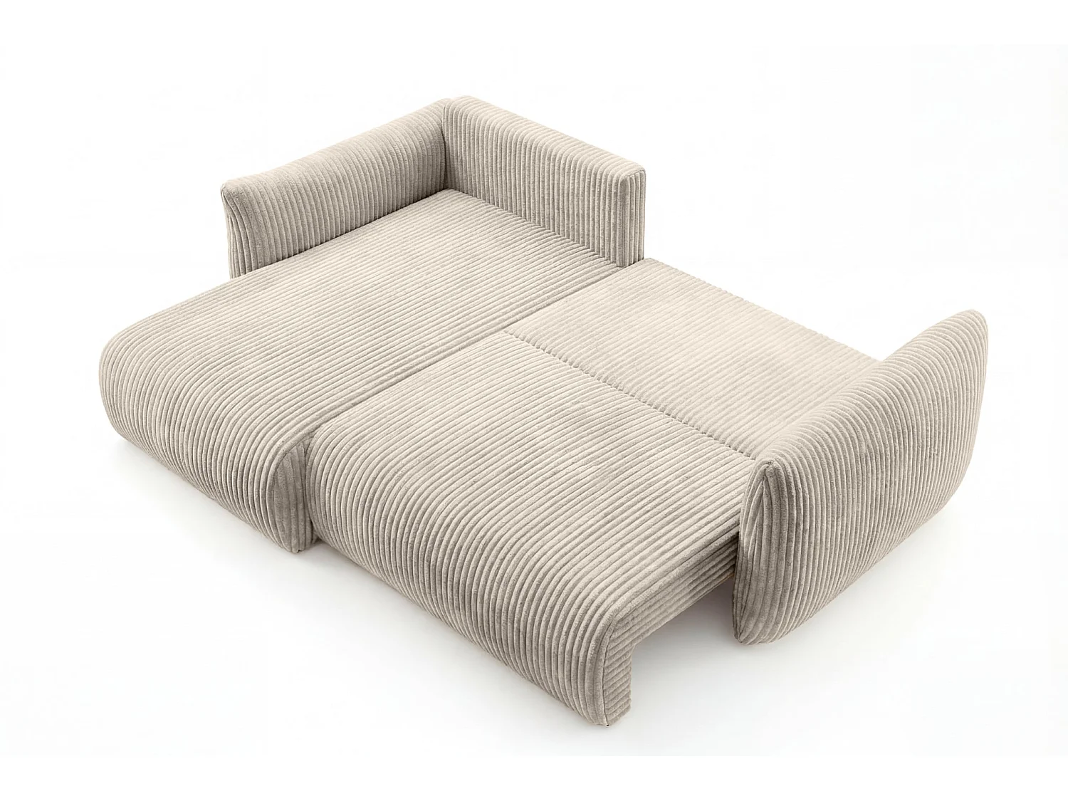 ELIO - Canapé d'angle convertible gros velours côtelé 4 places - Beige