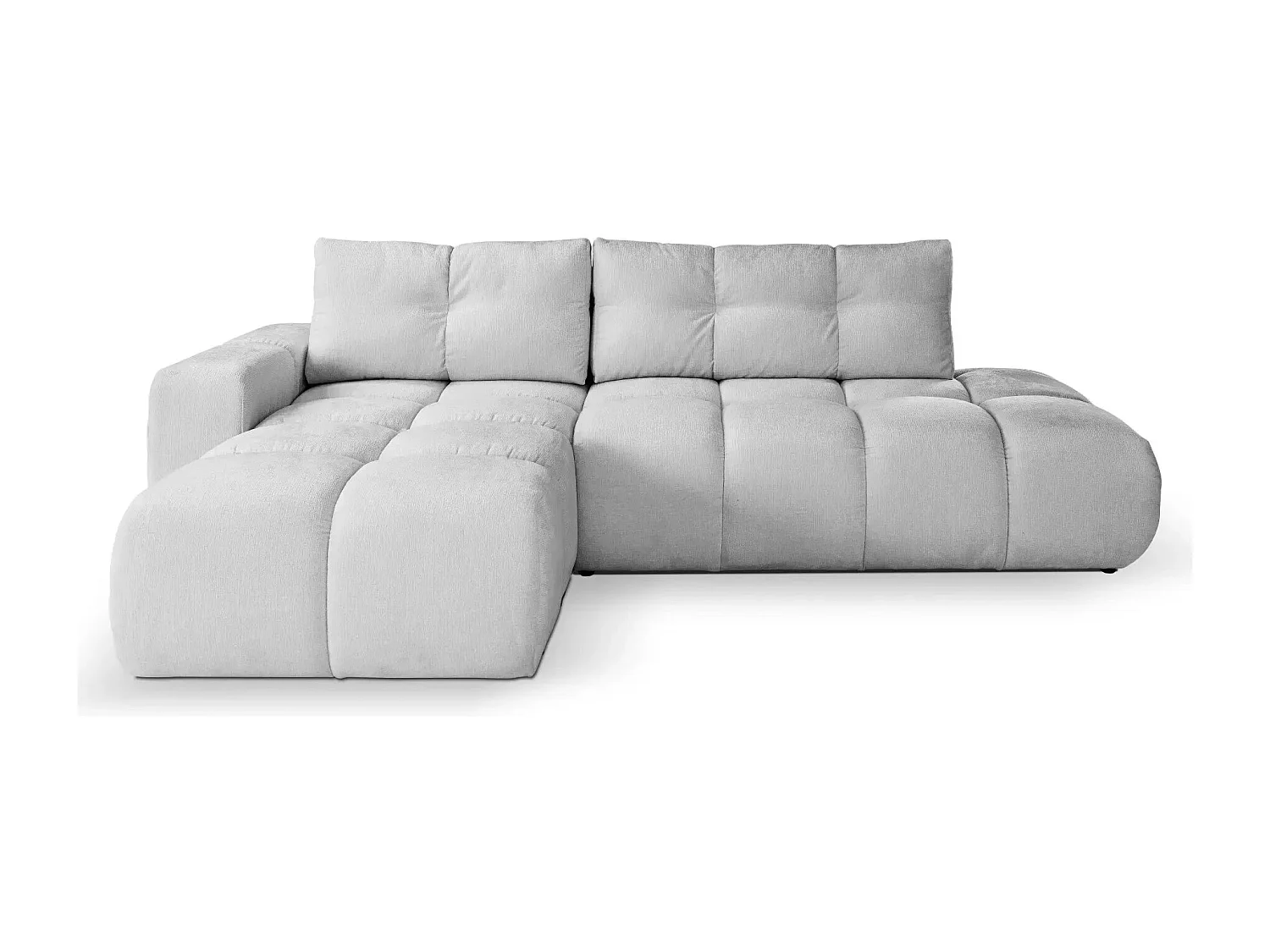 CONSTANCE - Canapé d'angle convertible tissu chenille 4 places - Gris clair - Droit