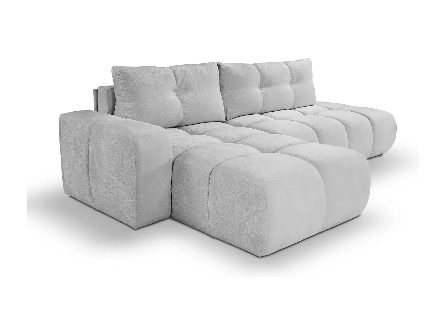 CONSTANCE - Canapé d'angle convertible tissu chenille 4 places - Gris clair - Droit