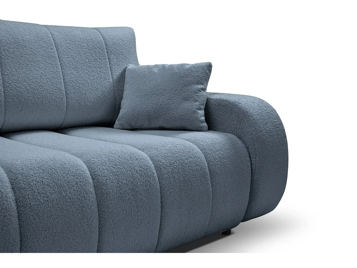 CELESTE - Canapé droit convertible tissu bouclette 3 places - Bleu