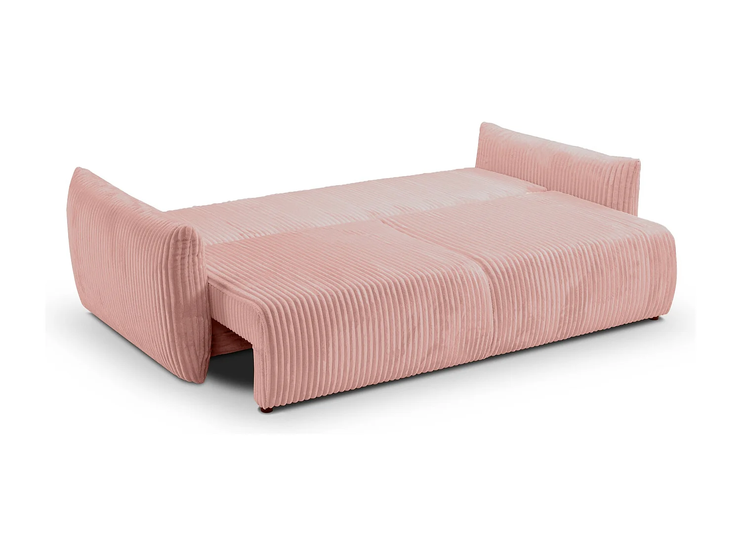 ELIO - Canapé droit convertible gros velours côtelé - Rose