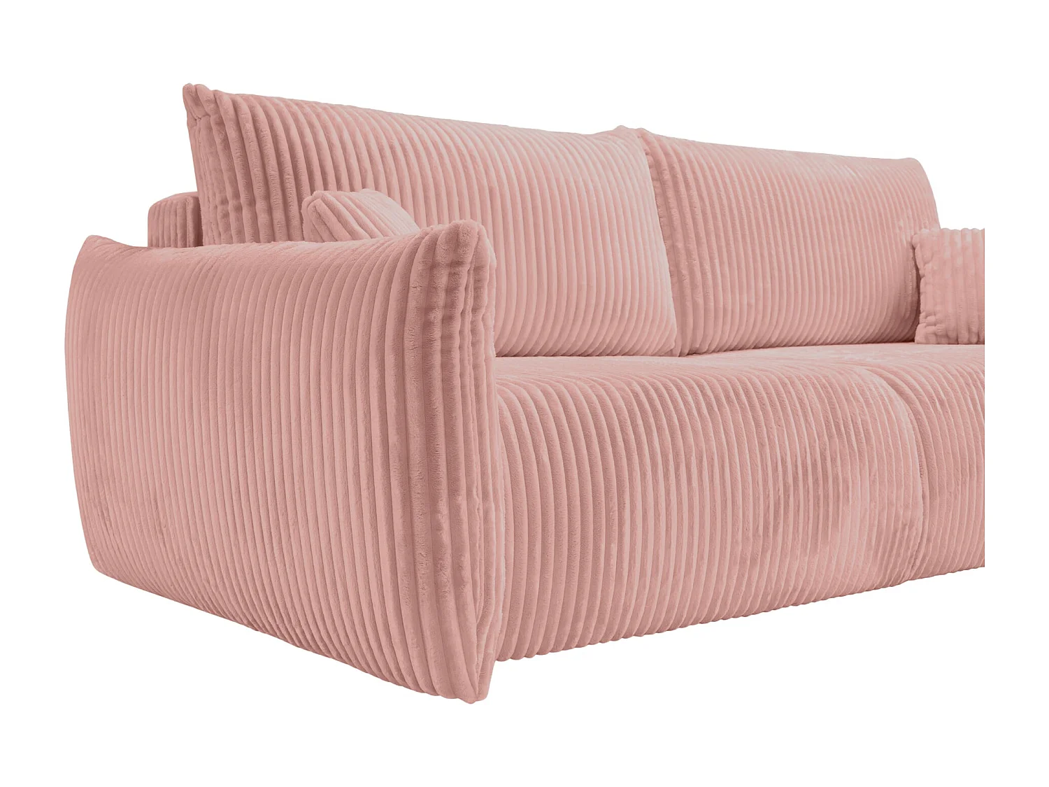 ELIO - Canapé droit convertible gros velours côtelé - Rose