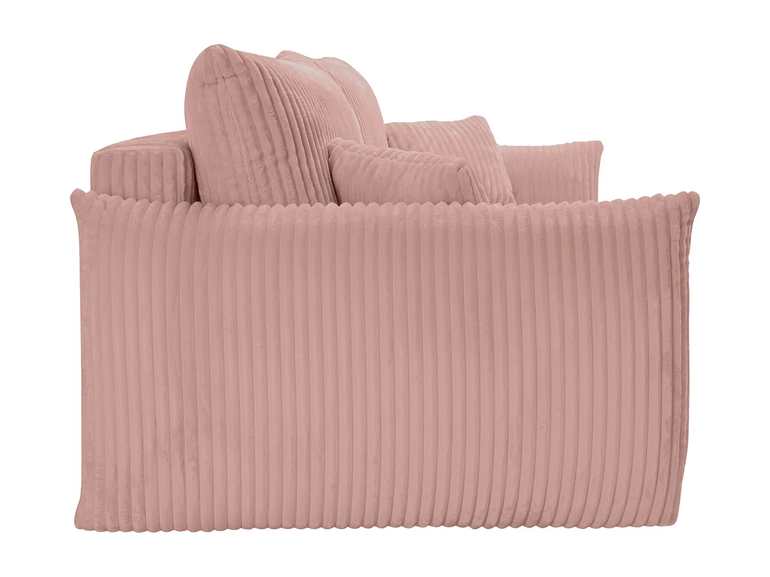 ELIO - Canapé droit convertible gros velours côtelé 3 places - Rose