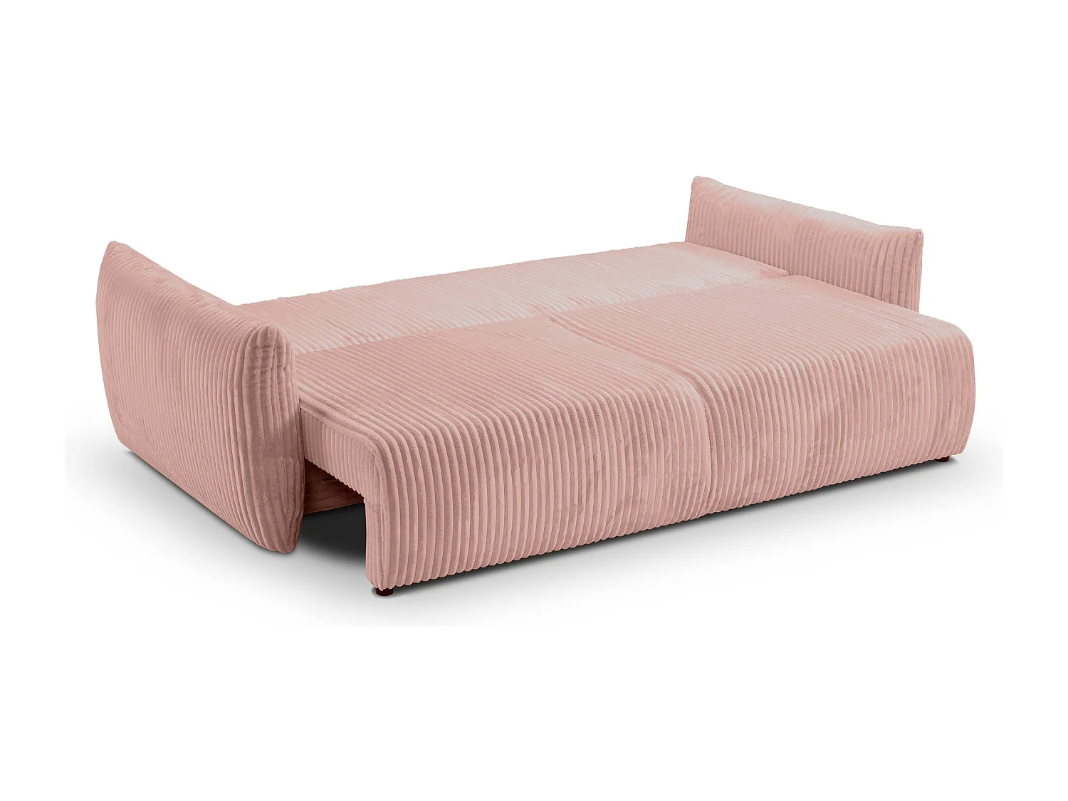 ELIO - Canapé droit convertible gros velours côtelé 3 places - Rose