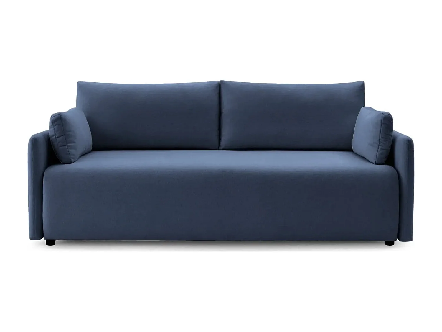 AXELLE - Canapé droit convertible tissu lisse - Bleu