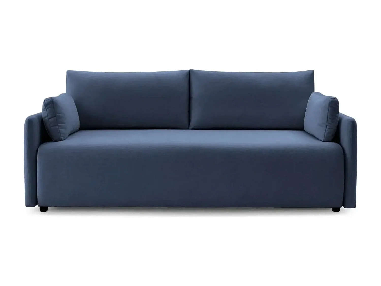 AXELLE - Canapé droit convertible tissu lisse 2 places - Bleu