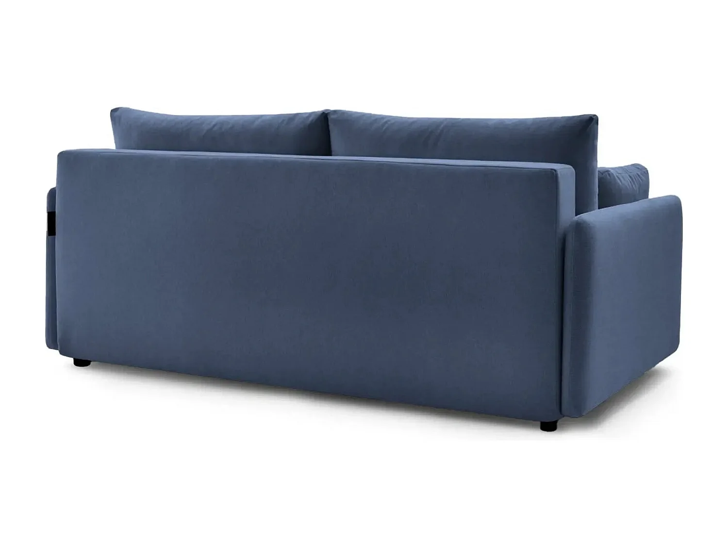 AXELLE - Canapé droit convertible tissu lisse 2 places - Bleu