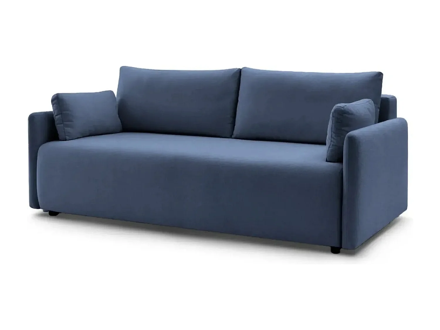 AXELLE - Canapé droit convertible tissu lisse 2 places - Bleu