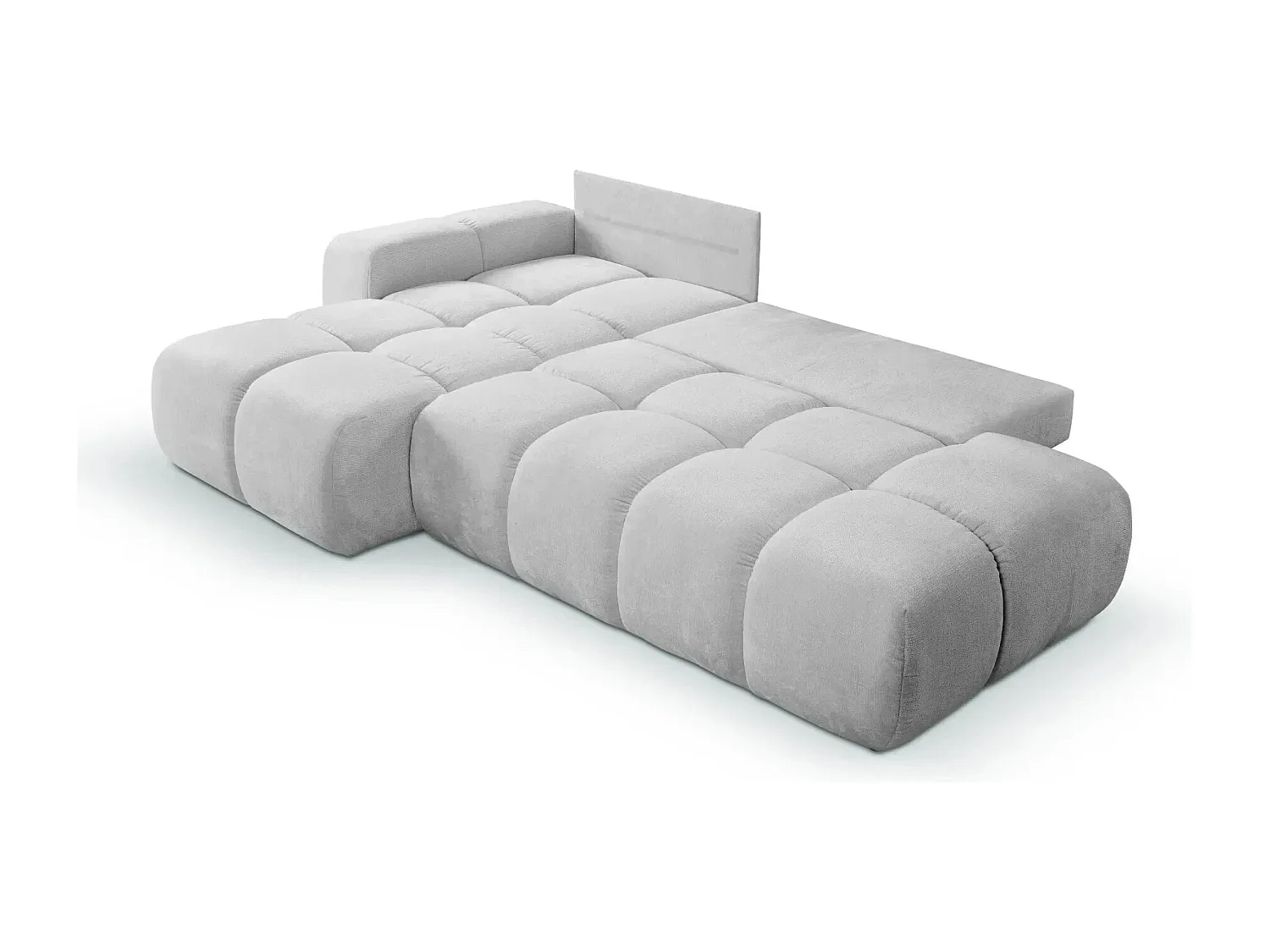 CONSTANCE - Canapé d'angle convertible tissu chenille 4 places - Gris clair - Gauche