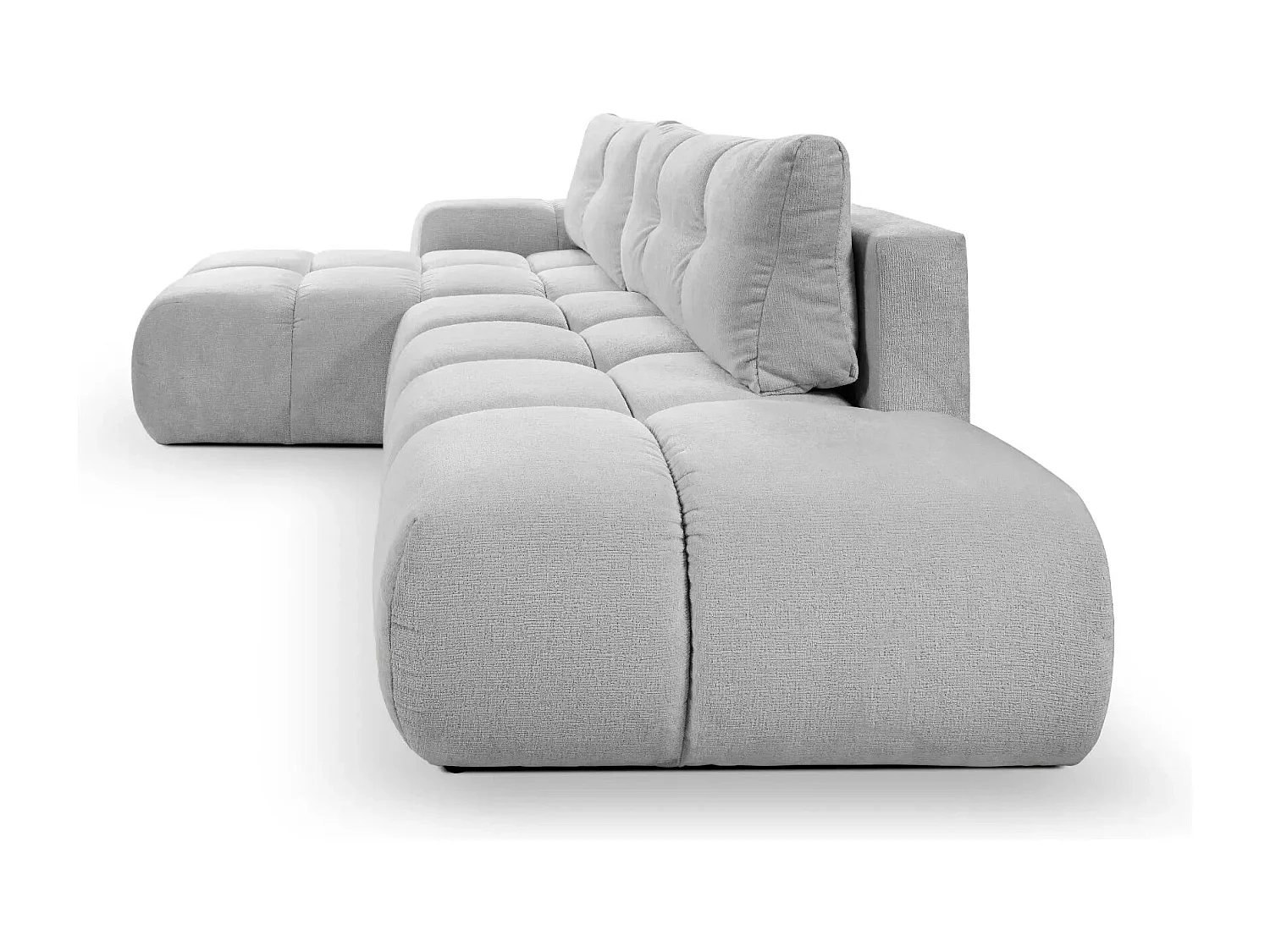 CONSTANCE - Canapé d'angle convertible tissu chenille 4 places - Gris clair - Gauche