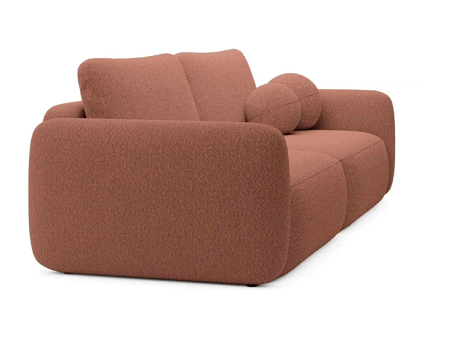 GIGI - Canapé droit convertible tissu bouclette 3 places - Terracotta