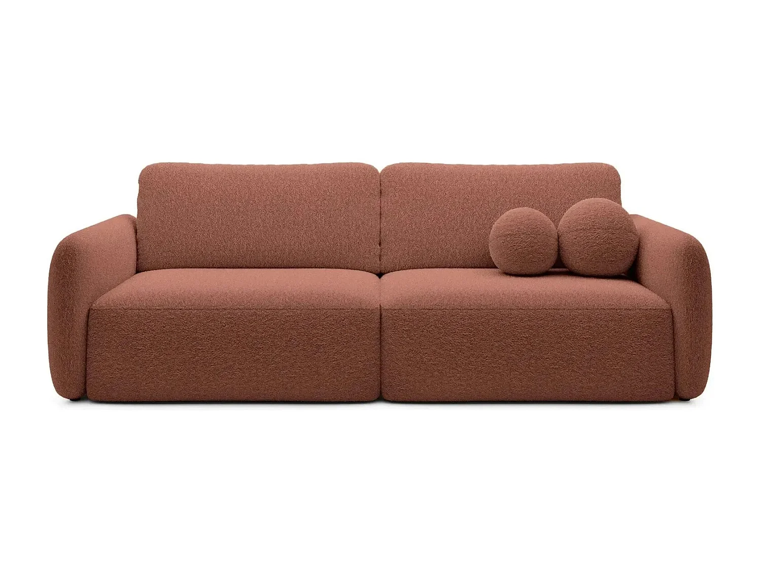 GIGI - Canapé droit convertible tissu bouclette 3 places - Terracotta