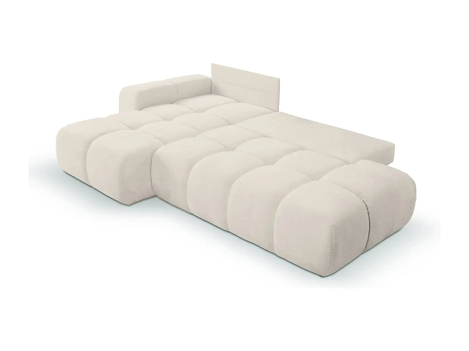 CONSTANCE - Canapé d'angle convertible tissu chenille 4 places - Beige - Gauche