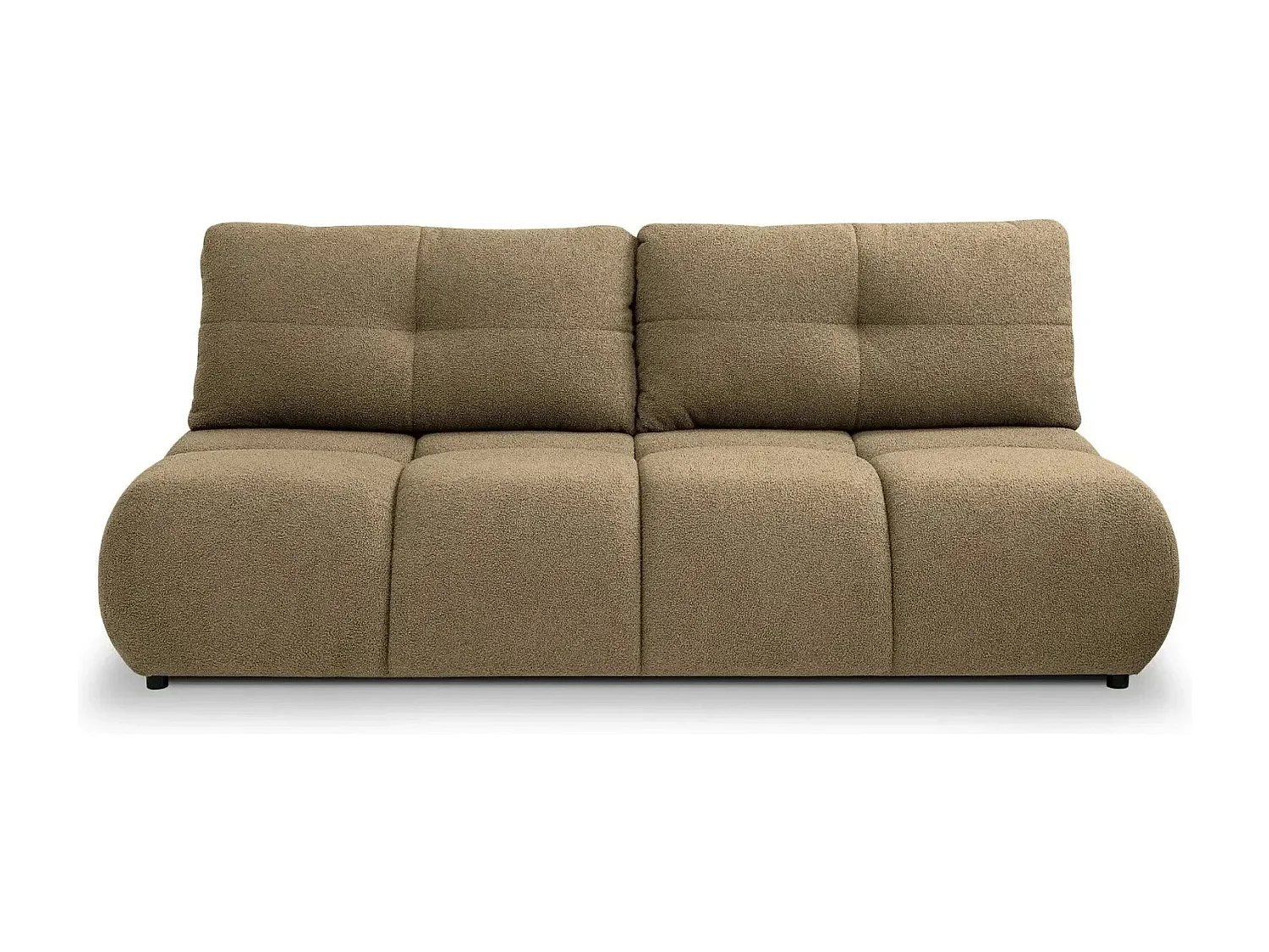 CONSTANCE MINI - Canapé droit convertible tissu bouclette 2 places - Café