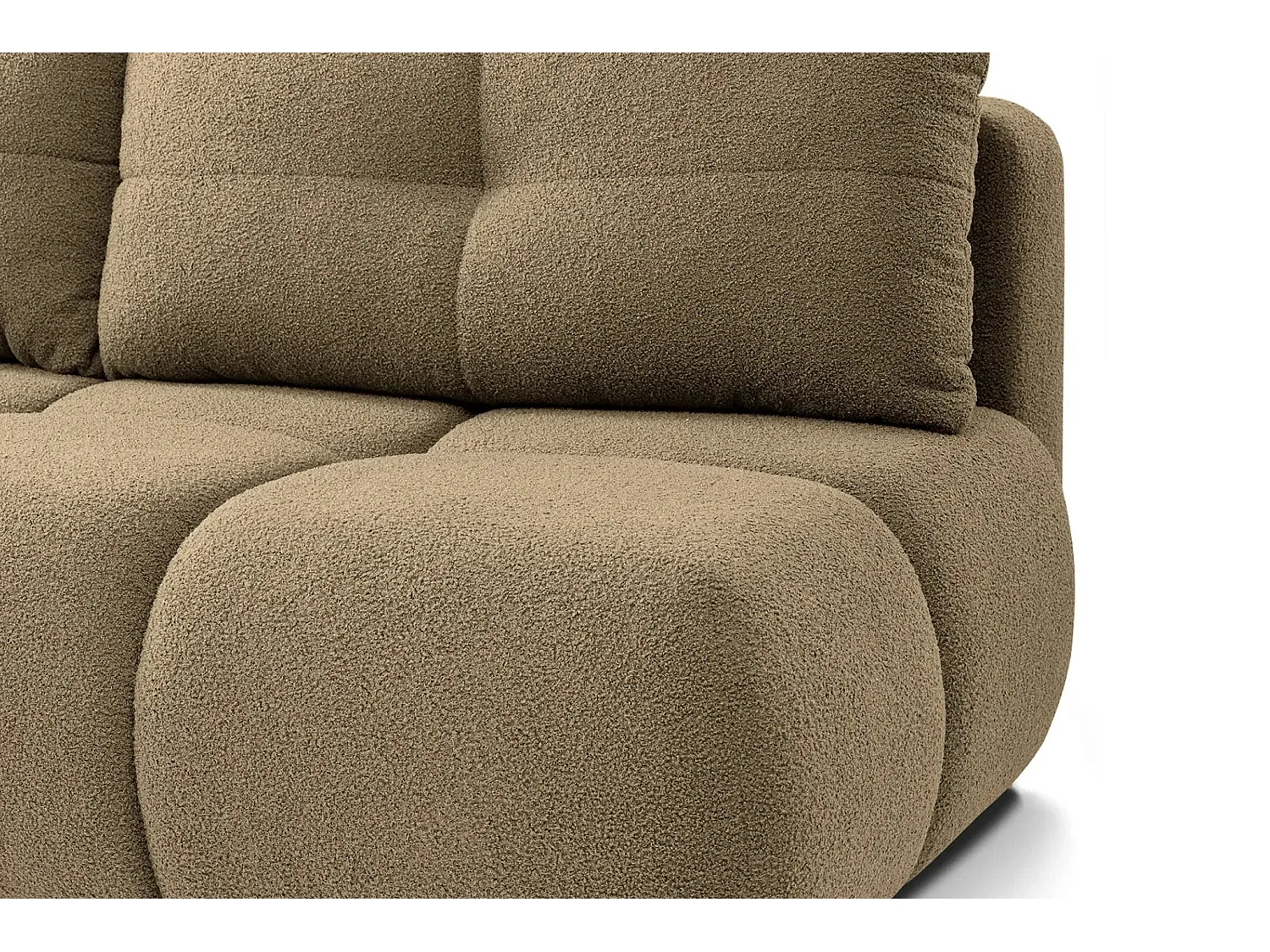 CONSTANCE MINI - Canapé droit convertible tissu bouclette 2 places - Café