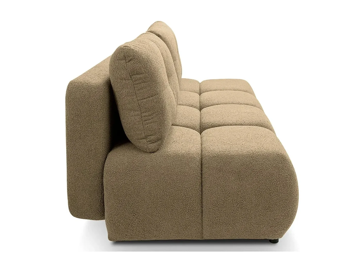 CONSTANCE MINI - Canapé droit convertible tissu bouclette 2 places - Café