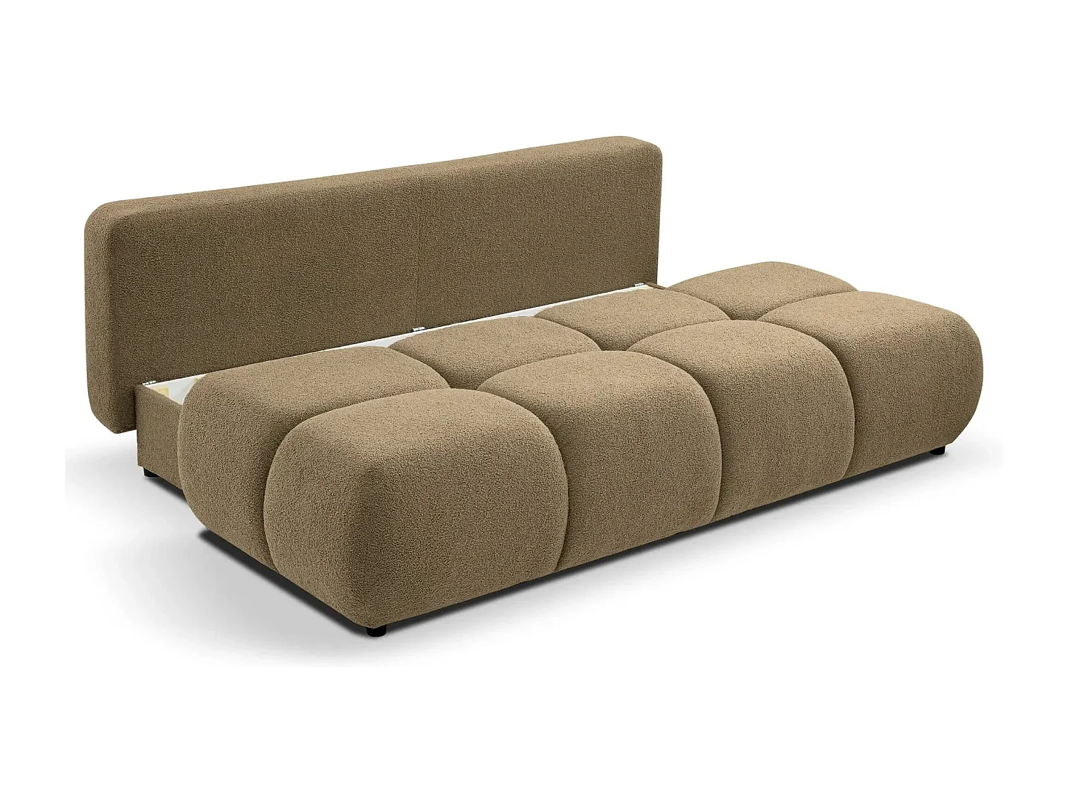 CONSTANCE MINI - Canapé droit convertible tissu bouclette 2 places - Café