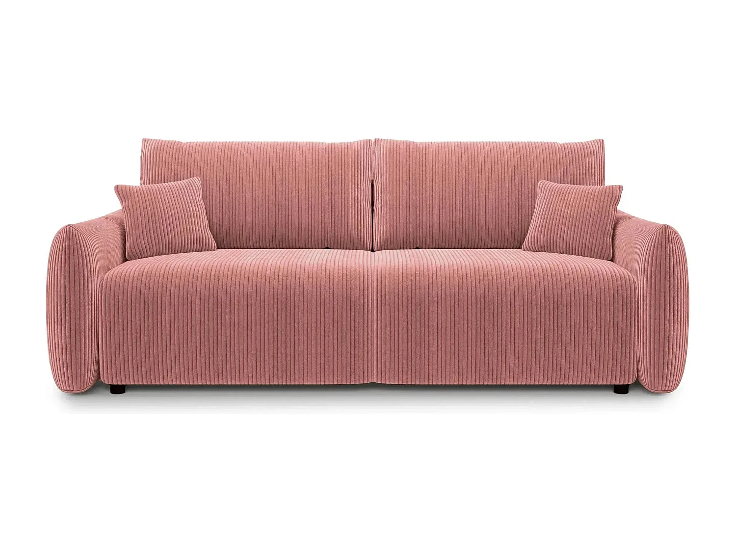 ELIO - Canapé droit convertible petit velours côtelé - Rose