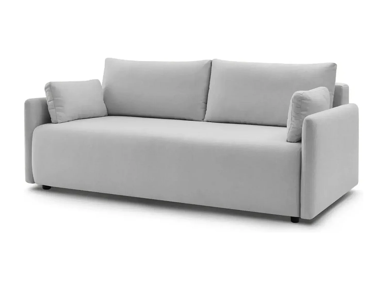 AXELLE - Canapé droit convertible tissu lisse 2 places - Gris clair