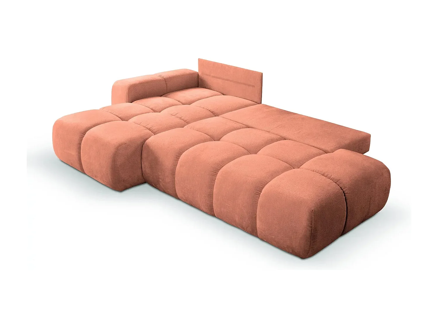 CONSTANCE - Canapé d'angle convertible tissu chenille 4 places - Terracotta - Droit