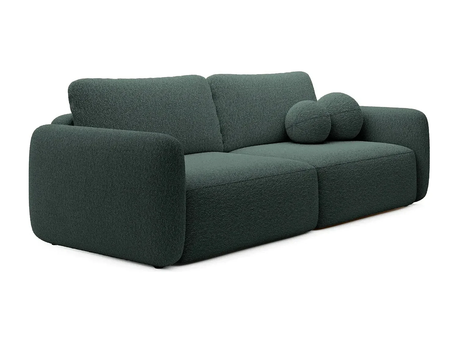 GIGI - Canapé droit convertible tissu bouclette 3 places - Vert