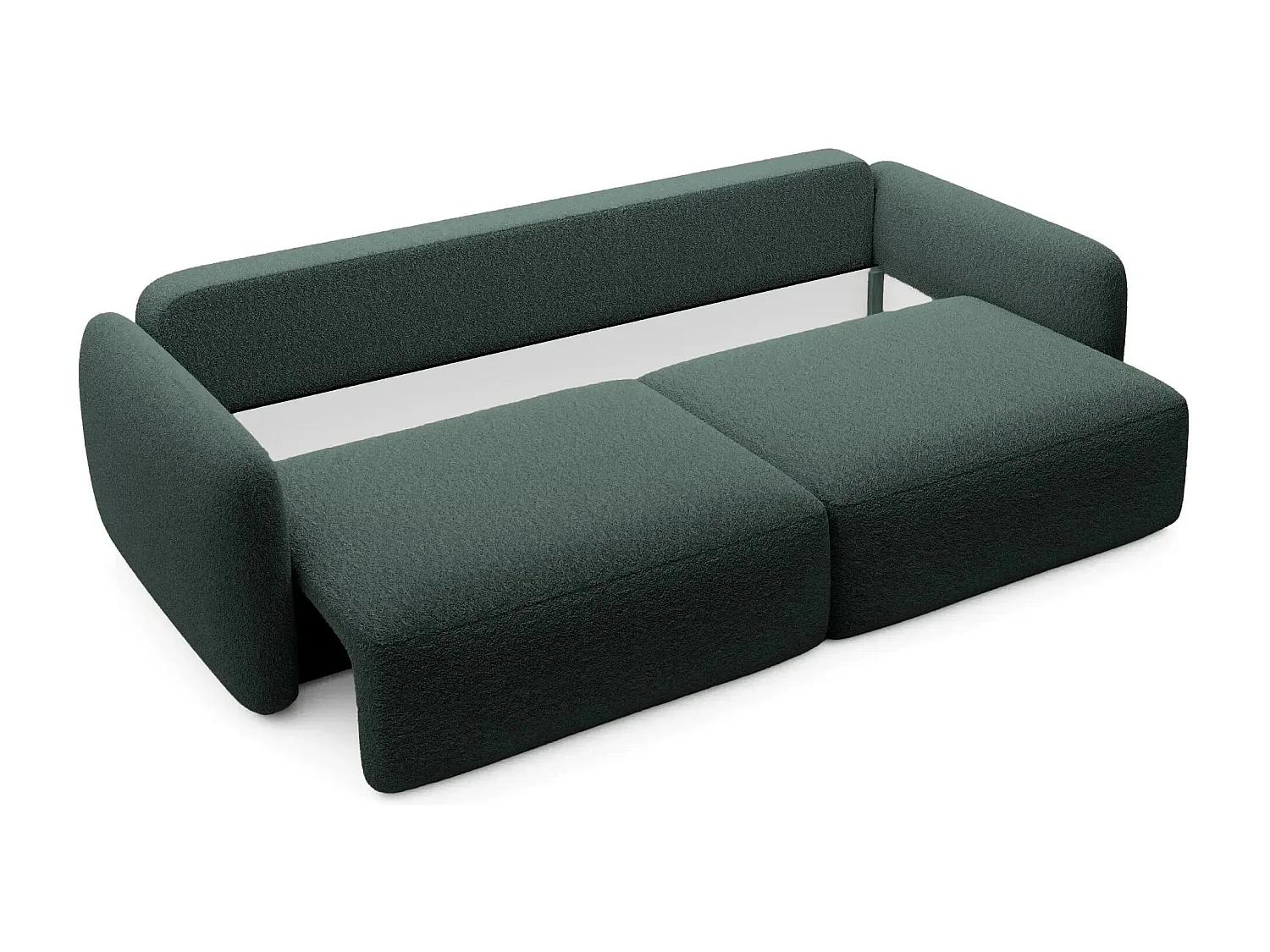 GIGI - Canapé droit convertible tissu bouclette 3 places - Vert