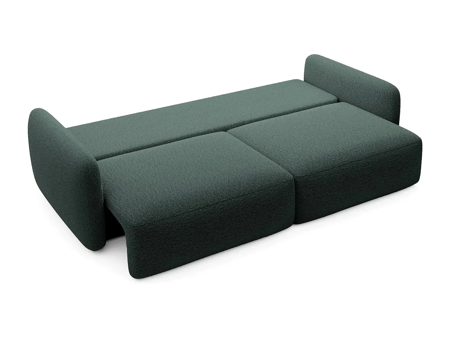 GIGI - Canapé droit convertible tissu bouclette 3 places - Vert