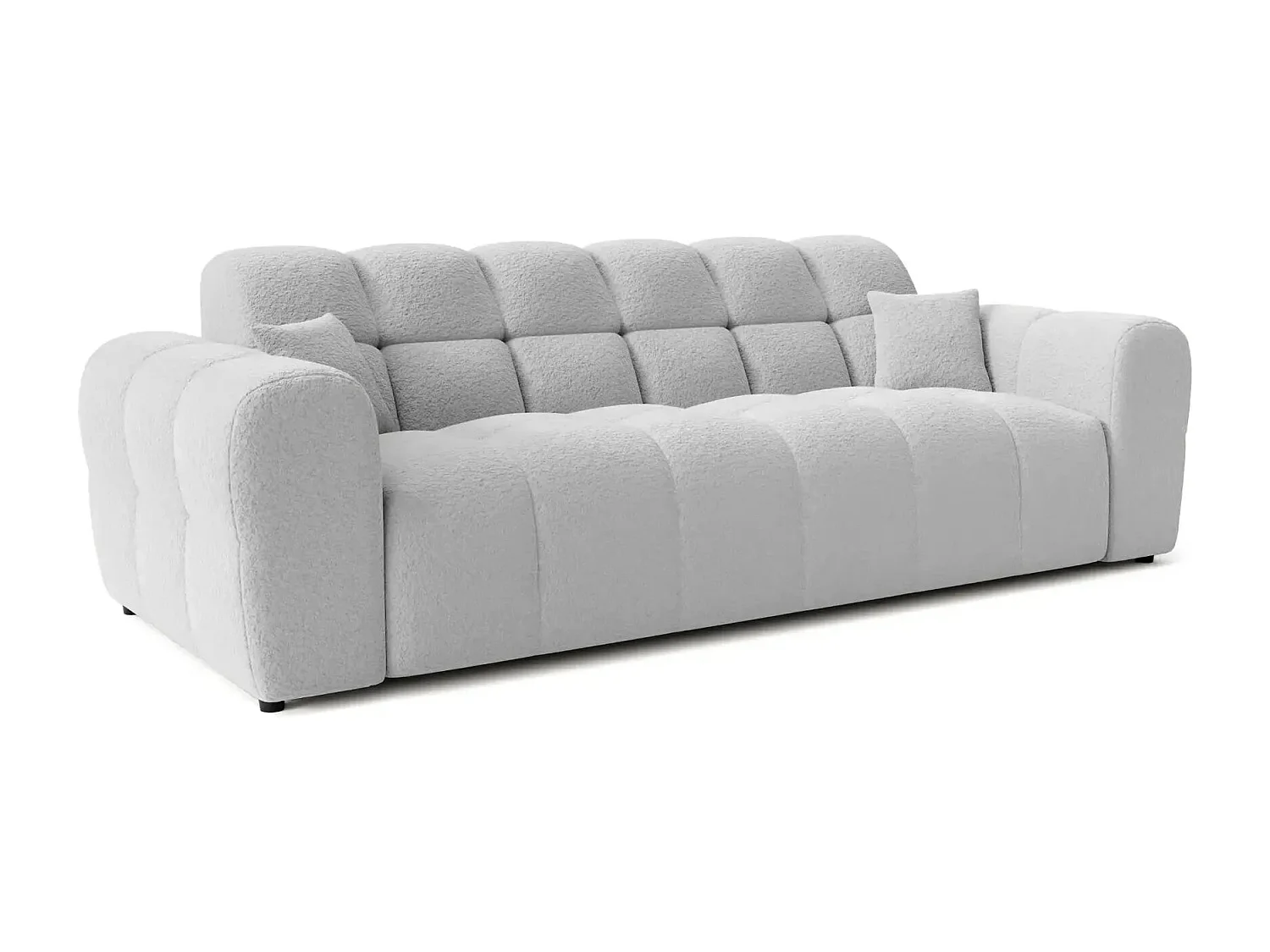 ALEXIA - Canapé droit tissu bouclette 3 places - Gris clair