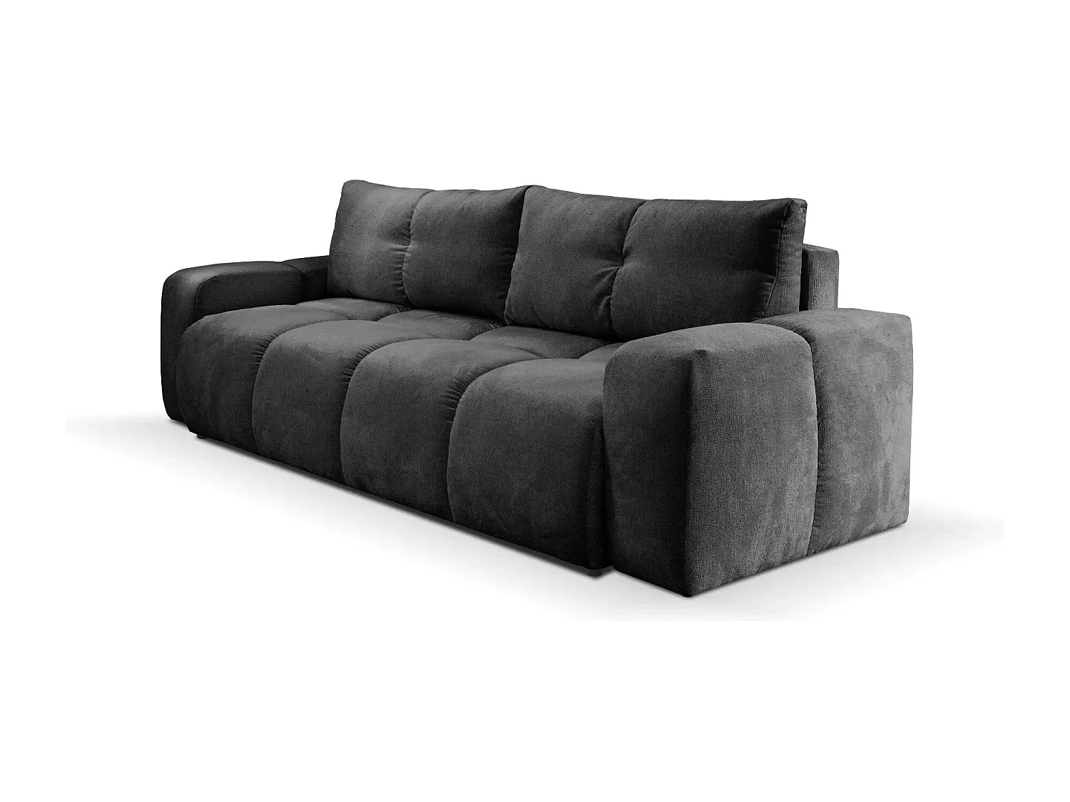 CONSTANCE - Canapé droit convertible tissu chenille 4 places - Noir