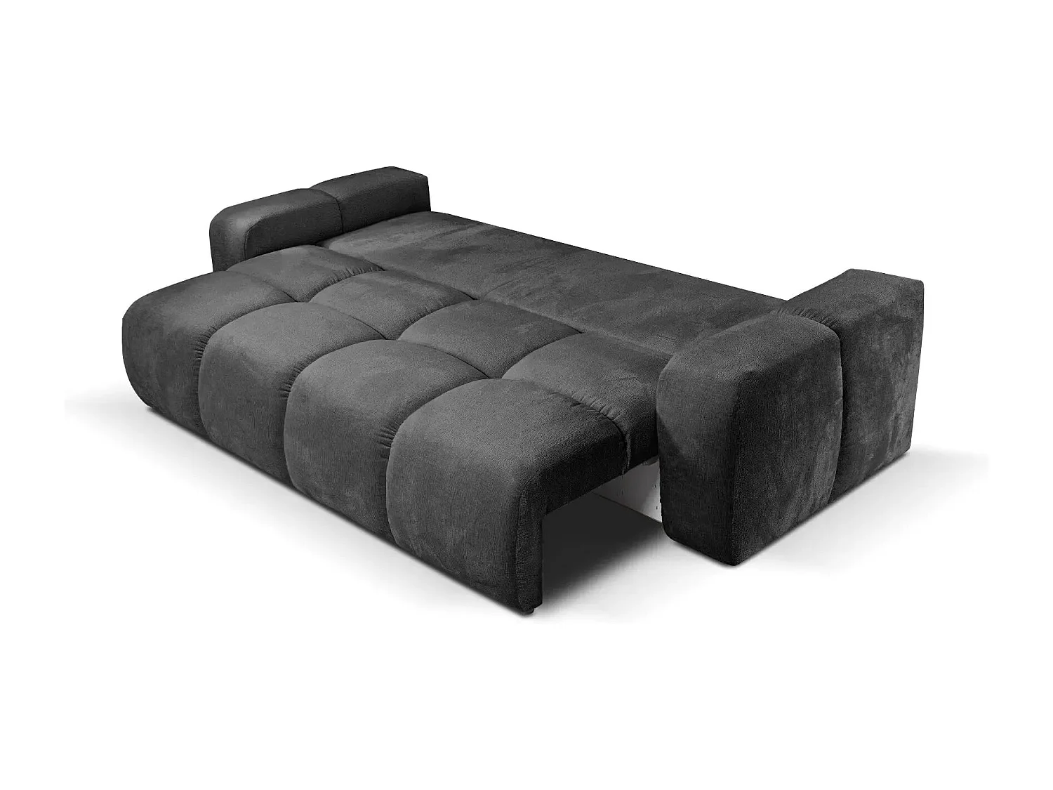 CONSTANCE - Canapé droit convertible tissu chenille 4 places - Noir
