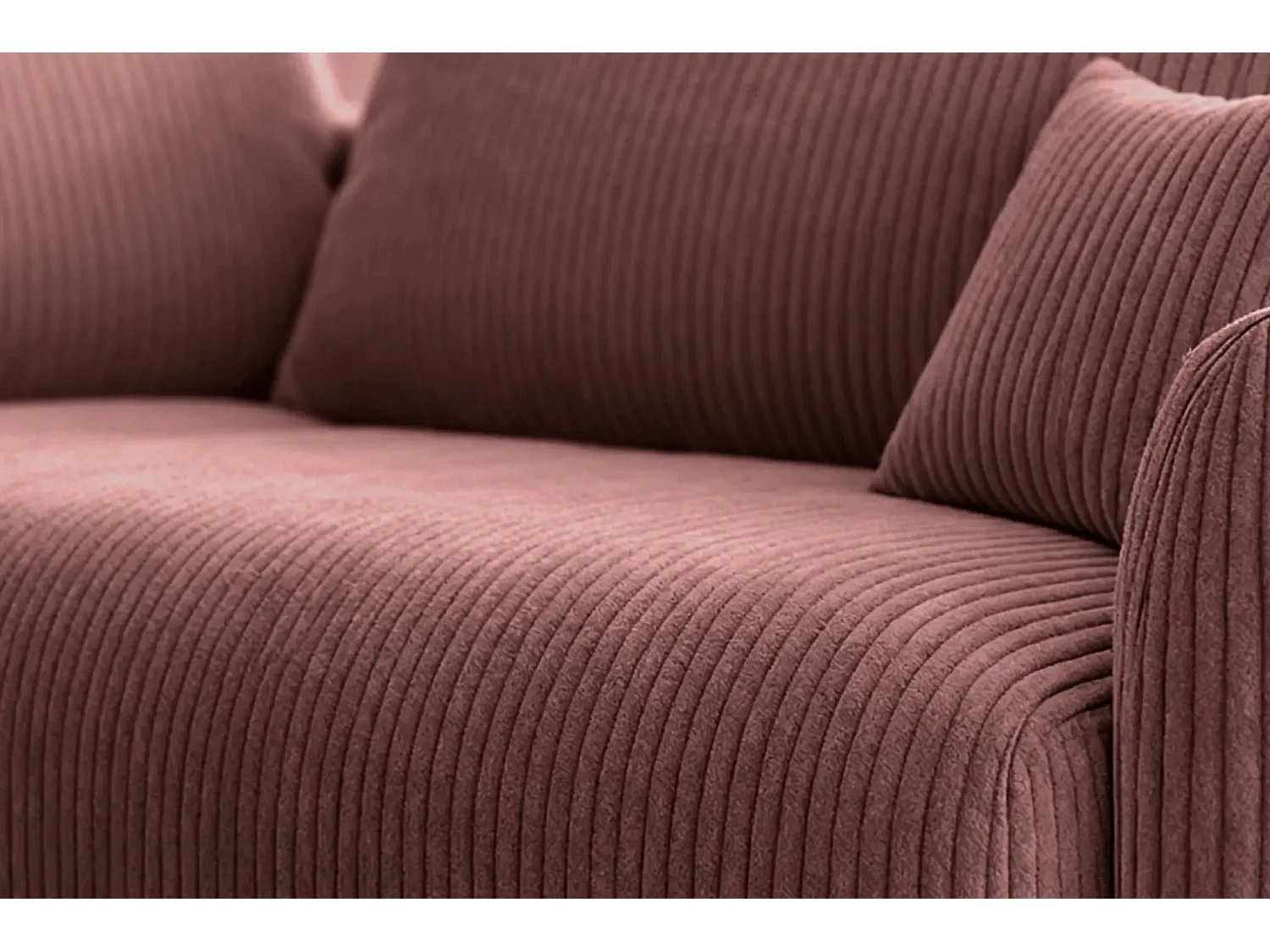 ELIO - Canapé d'angle convertible petit velours côtelé - Rose