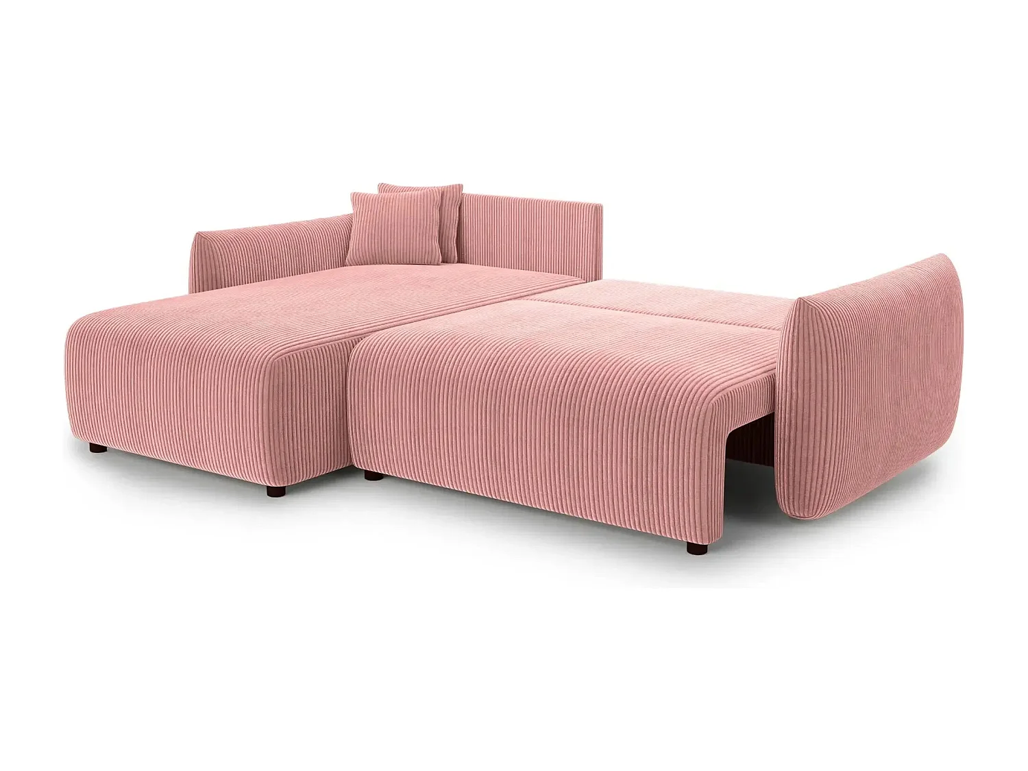 ELIO - Canapé d'angle convertible petit velours côtelé 4 places - Rose