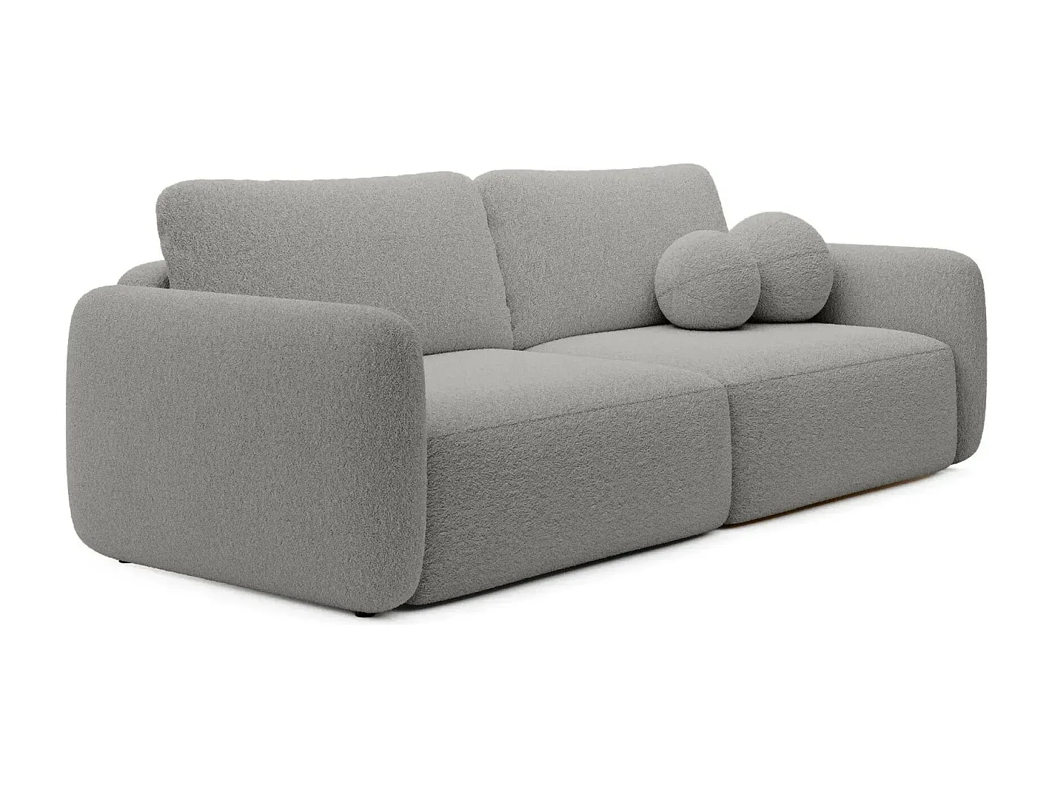 GIGI - Canapé droit convertible tissu bouclette 3 places - Gris clair